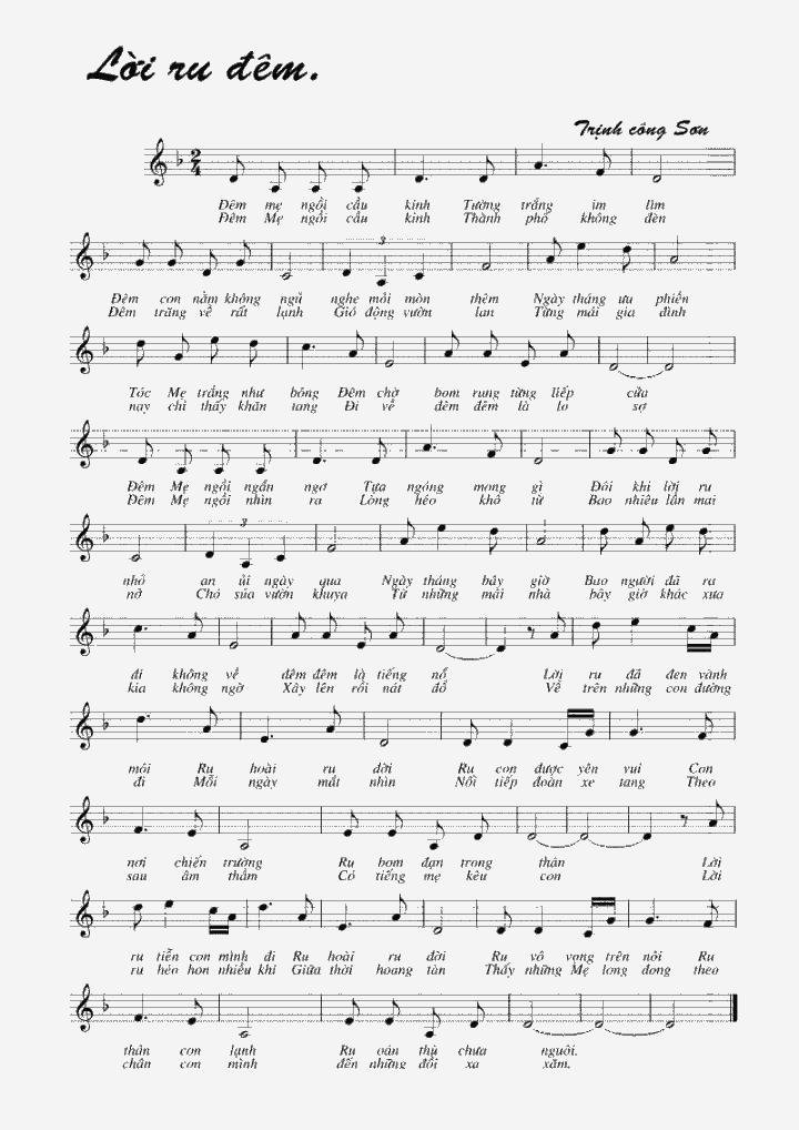 Sheet nhạc Lời Ru Đêm